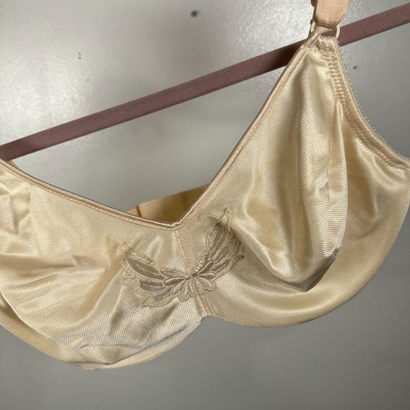 Bali 34DD Bra 3364 Underwire Cream Embroidered Adjustable Straps Nylon - Picture 5 of 14